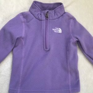 North face purple half zip fleece pull over